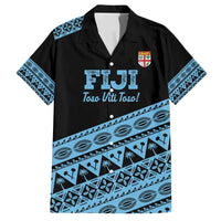 Fiji Rugby 2025 Custom Family Matching Summer Maxi Dress and Hawaiian Shirt Fijian Tapa Toso Viti Toso - Black