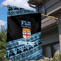 Fiji Rugby 2025 Custom Garden Flag Fijian Tapa Toso Viti Toso - Black
