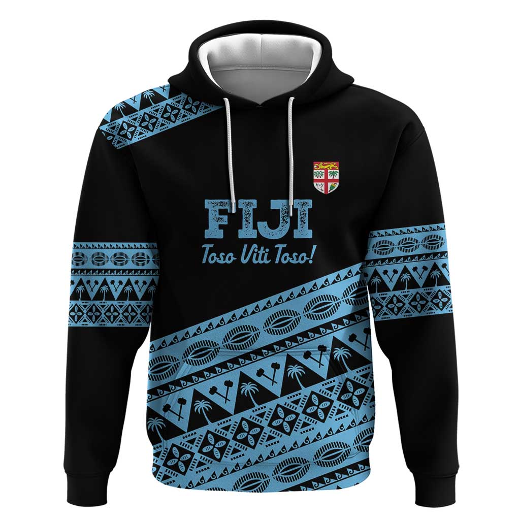 Fiji Rugby 2025 Custom Hoodie Fijian Tapa Toso Viti Toso - Black