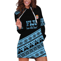 Fiji Rugby 2025 Custom Hoodie Dress Fijian Tapa Toso Viti Toso - Black