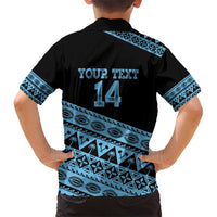 Fiji Rugby 2025 Custom Kid Hawaiian Shirt Fijian Tapa Toso Viti Toso - Black