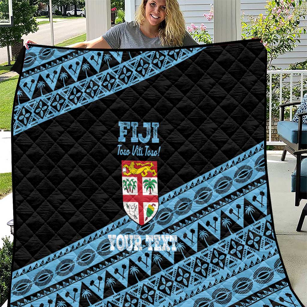 Fiji Rugby 2025 Custom Quilt Fijian Tapa Toso Viti Toso - Black