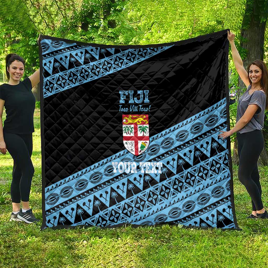 Fiji Rugby 2025 Custom Quilt Fijian Tapa Toso Viti Toso - Black