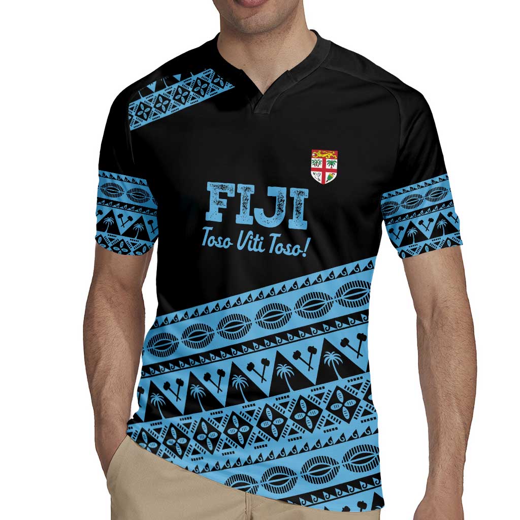 Fiji Rugby 2025 Custom Rugby Jersey Fijian Tapa Toso Viti Toso - Black