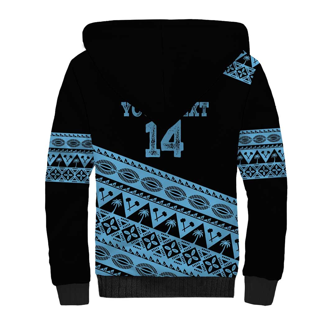 Fiji Rugby 2025 Custom Sherpa Hoodie Fijian Tapa Toso Viti Toso - Black