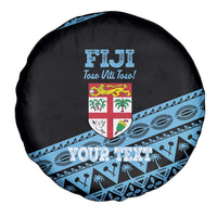 Fiji Rugby 2025 Custom Spare Tire Cover Fijian Tapa Toso Viti Toso - Black