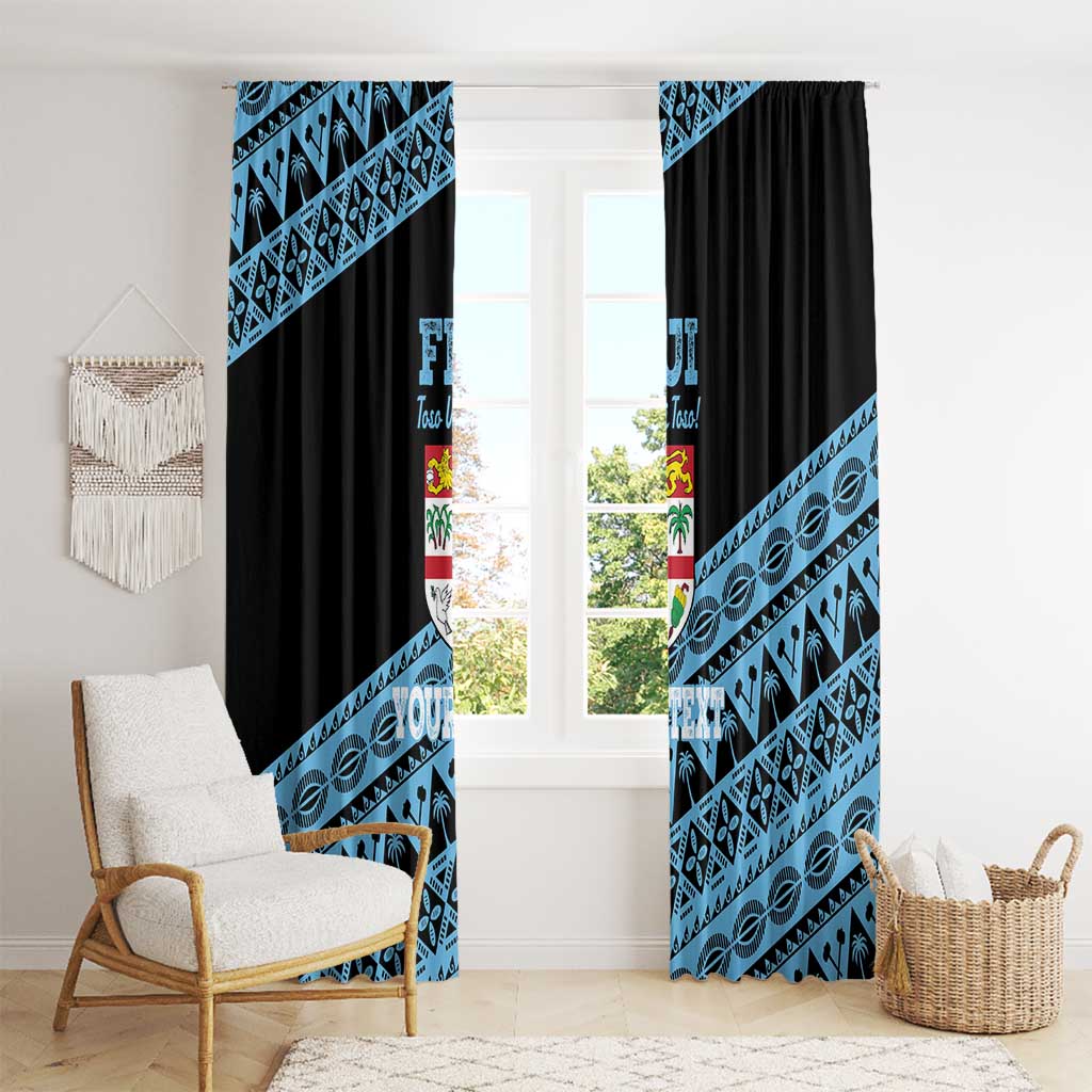Fiji Rugby 2025 Custom Window Curtain Fijian Tapa Toso Viti Toso - Black