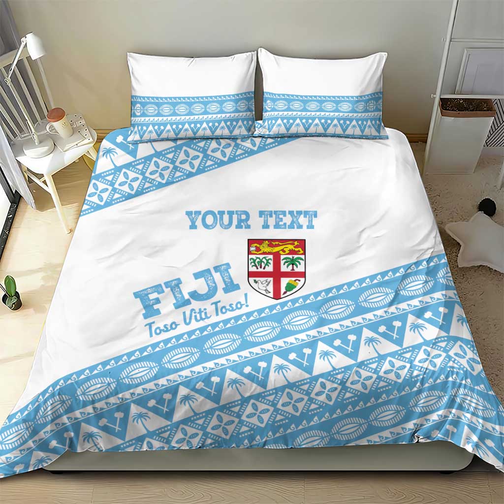 Fiji Rugby 2025 Custom Bedding Set Fijian Tapa Toso Viti Toso - White