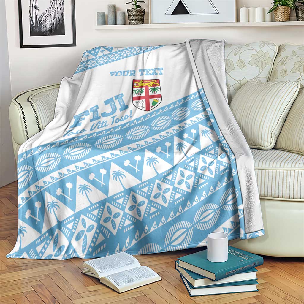 Fiji Rugby 2025 Custom Blanket Fijian Tapa Toso Viti Toso - White