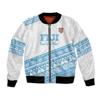 Fiji Rugby 2025 Custom Bomber Jacket Fijian Tapa Toso Viti Toso - White