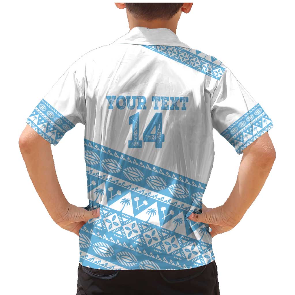 Fiji Rugby 2025 Custom Family Matching Mermaid Dress and Hawaiian Shirt Fijian Tapa Toso Viti Toso - White