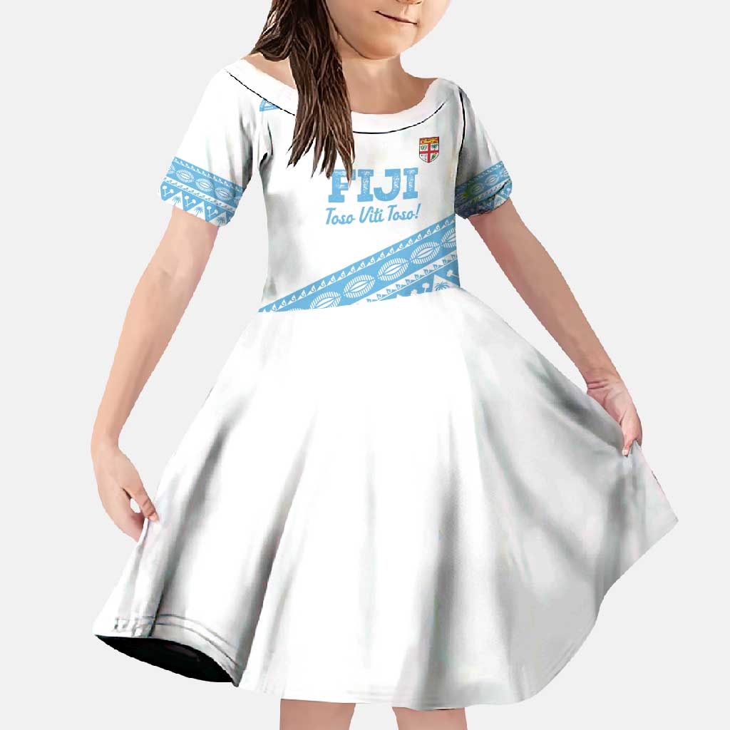 Fiji Rugby 2025 Custom Family Matching Summer Maxi Dress and Hawaiian Shirt Fijian Tapa Toso Viti Toso - White