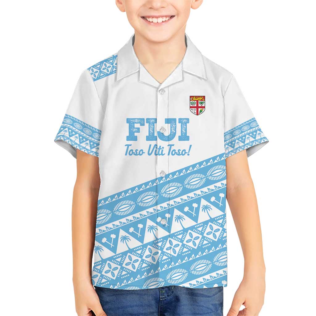 Fiji Rugby 2025 Custom Family Matching Tank Maxi Dress and Hawaiian Shirt Fijian Tapa Toso Viti Toso - White