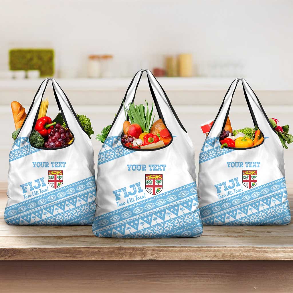 Fiji Rugby 2025 Custom Grocery Bag Fijian Tapa Toso Viti Toso - White