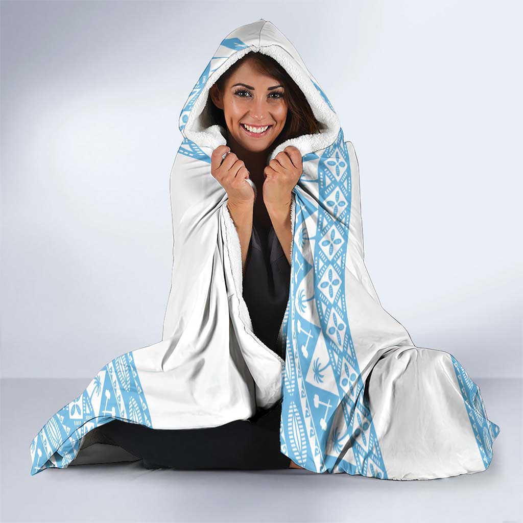 Fiji Rugby 2025 Custom Hooded Blanket Fijian Tapa Toso Viti Toso - White