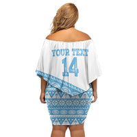 Fiji Rugby 2025 Custom Off Shoulder Short Dress Fijian Tapa Toso Viti Toso - White