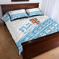 Fiji Rugby 2025 Custom Quilt Bed Set Fijian Tapa Toso Viti Toso - White