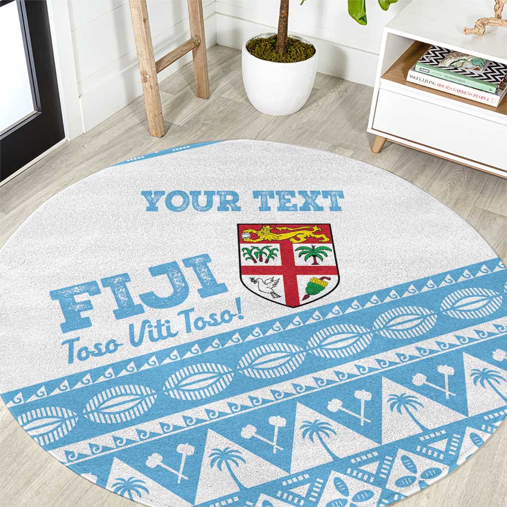 Fiji Rugby 2025 Custom Round Carpet Fijian Tapa Toso Viti Toso - White