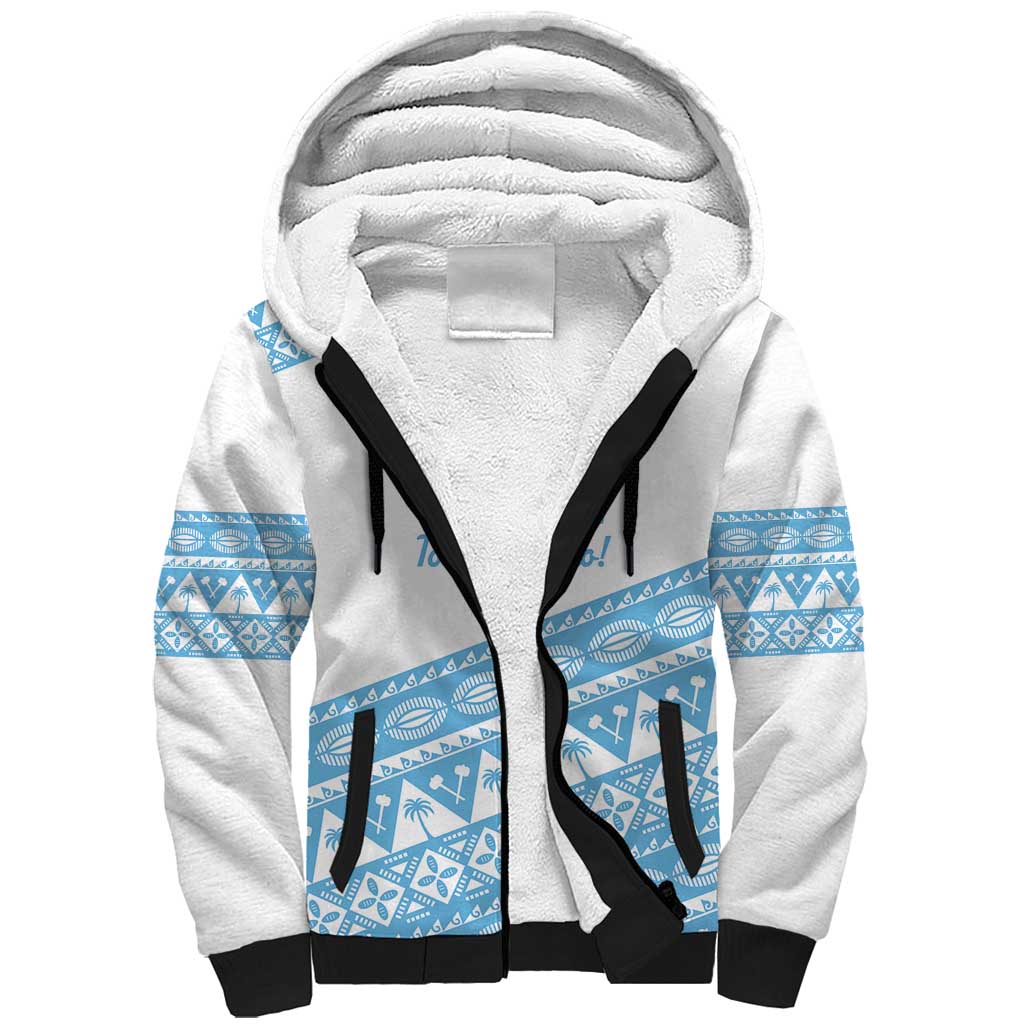 Fiji Rugby 2025 Custom Sherpa Hoodie Fijian Tapa Toso Viti Toso - White