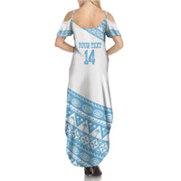 Fiji Rugby 2025 Custom Summer Maxi Dress Fijian Tapa Toso Viti Toso - White