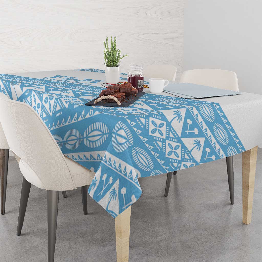 Fiji Rugby 2025 Custom Tablecloth Fijian Tapa Toso Viti Toso - White