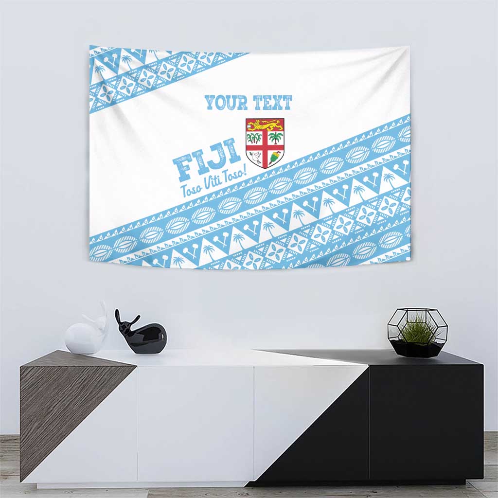 Fiji Rugby 2025 Custom Tapestry Fijian Tapa Toso Viti Toso - White