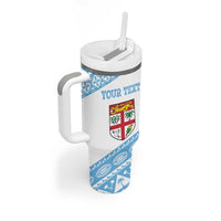 Fiji Rugby 2025 Custom Tumbler With Handle Fijian Tapa Toso Viti Toso - White