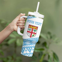 Fiji Rugby 2025 Custom Tumbler With Handle Fijian Tapa Toso Viti Toso - White