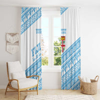 Fiji Rugby 2025 Custom Window Curtain Fijian Tapa Toso Viti Toso - White