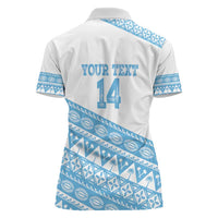 Fiji Rugby 2025 Custom Women Polo Shirt Fijian Tapa Toso Viti Toso - White