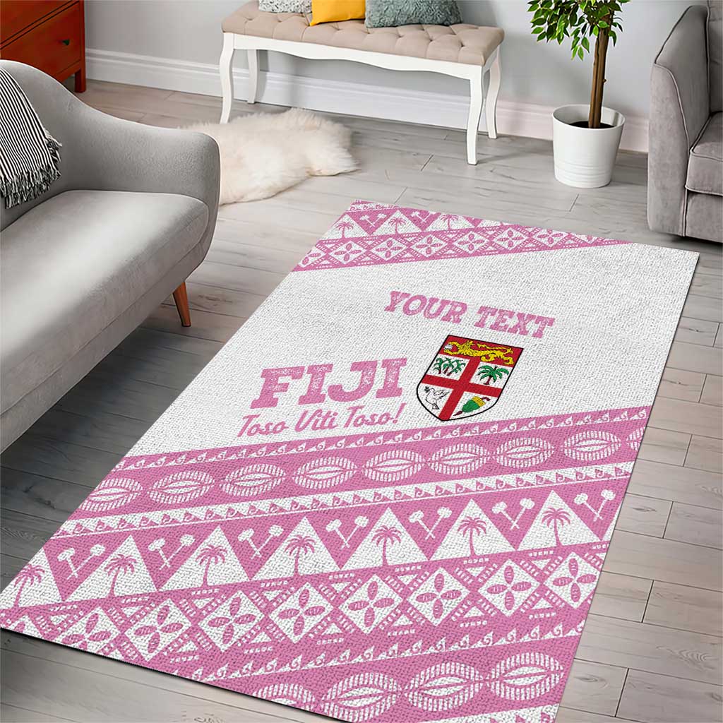 Fiji Rugby 2025 Custom Area Rug Fijian Tapa Toso Viti Toso - Pink