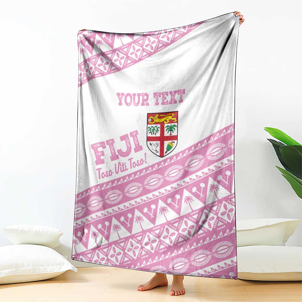 Fiji Rugby 2025 Custom Blanket Fijian Tapa Toso Viti Toso - Pink