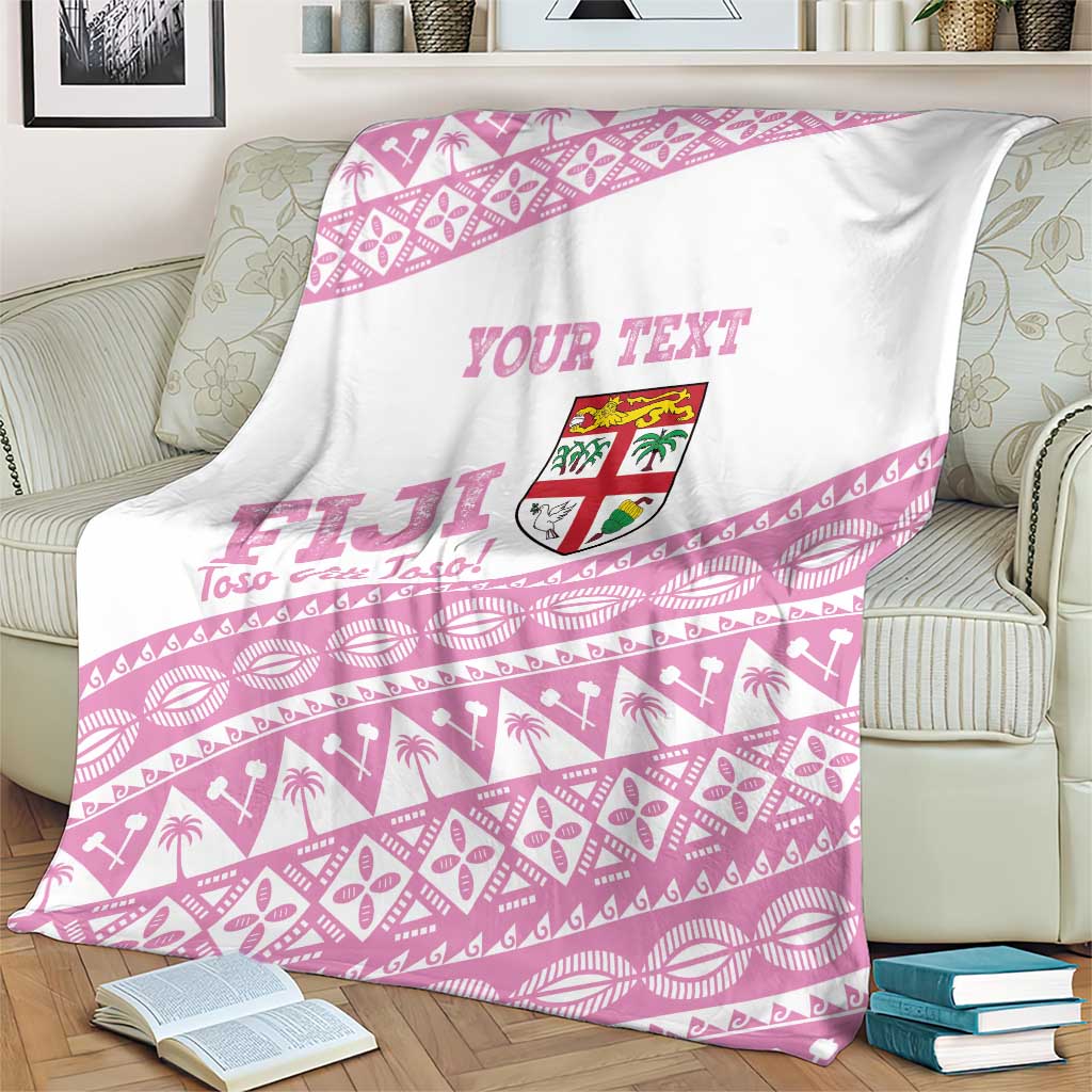 Fiji Rugby 2025 Custom Blanket Fijian Tapa Toso Viti Toso - Pink