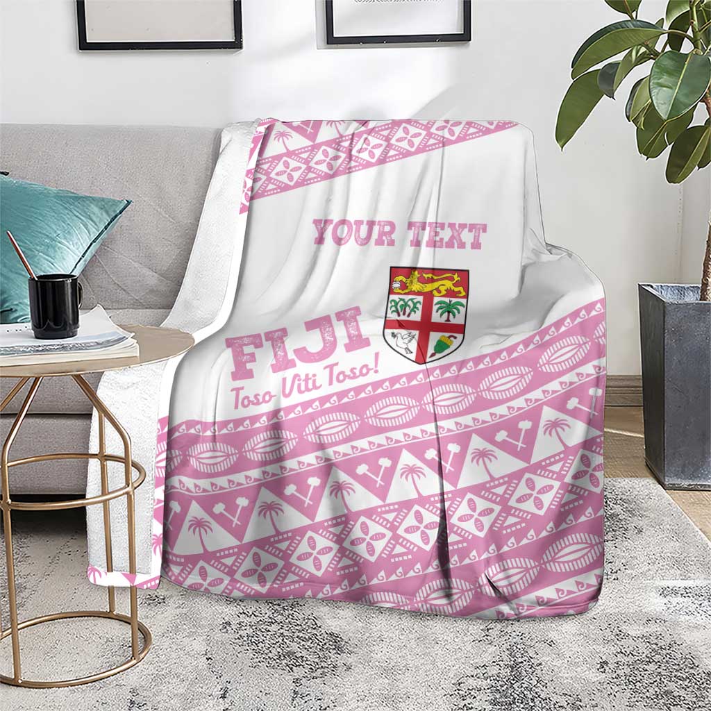 Fiji Rugby 2025 Custom Blanket Fijian Tapa Toso Viti Toso - Pink
