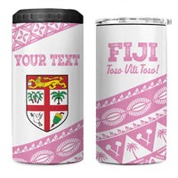 Fiji Rugby 2025 Custom 4 in 1 Can Cooler Tumbler Fijian Tapa Toso Viti Toso - Pink