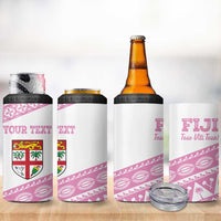Fiji Rugby 2025 Custom 4 in 1 Can Cooler Tumbler Fijian Tapa Toso Viti Toso - Pink