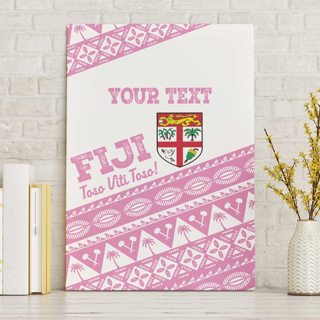 Fiji Rugby 2025 Custom Canvas Wall Art Fijian Tapa Toso Viti Toso - Pink