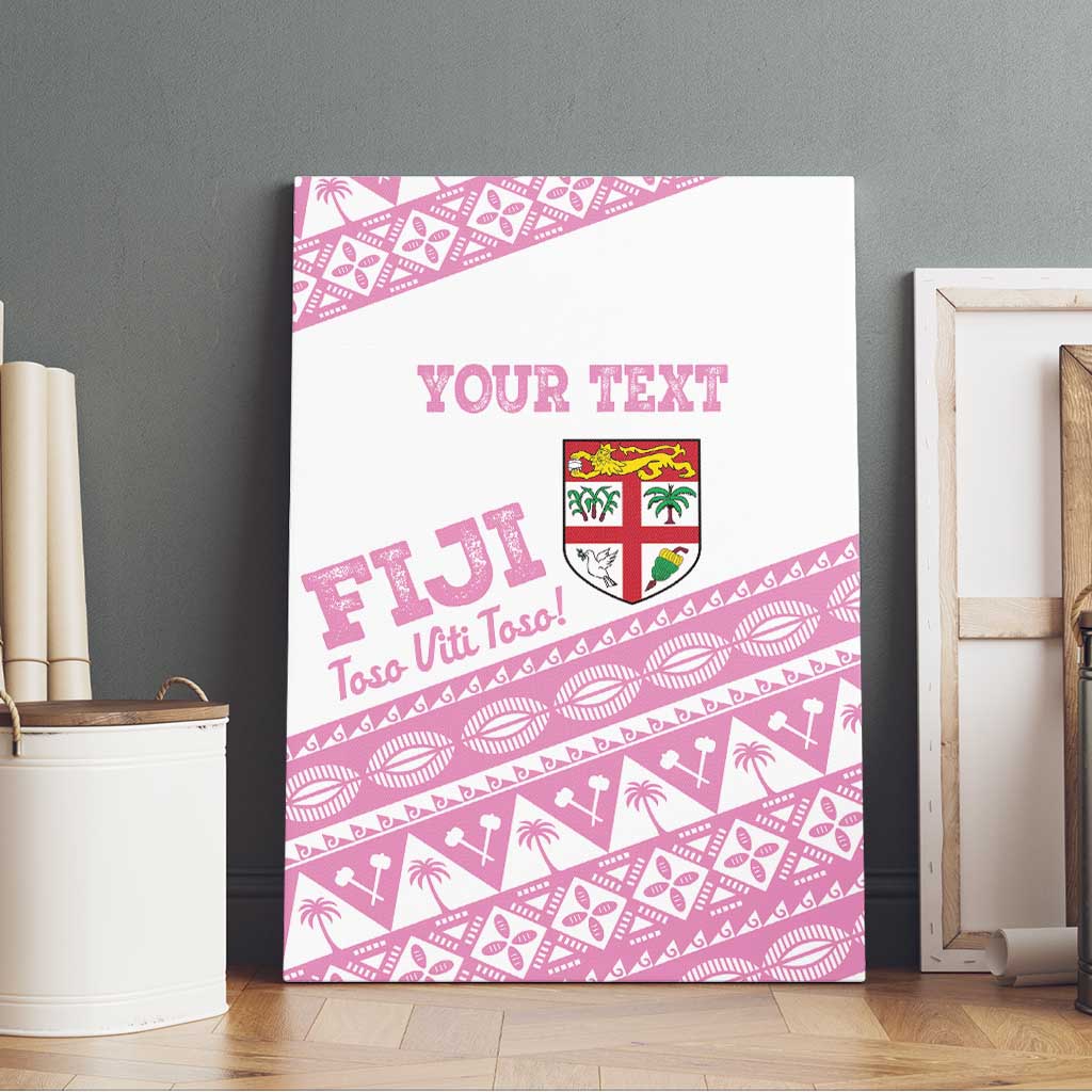 Fiji Rugby 2025 Custom Canvas Wall Art Fijian Tapa Toso Viti Toso - Pink