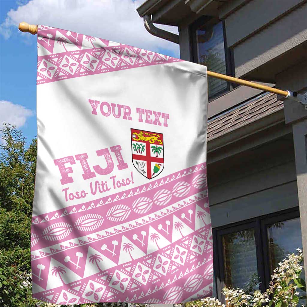 Fiji Rugby 2025 Custom Garden Flag Fijian Tapa Toso Viti Toso - Pink