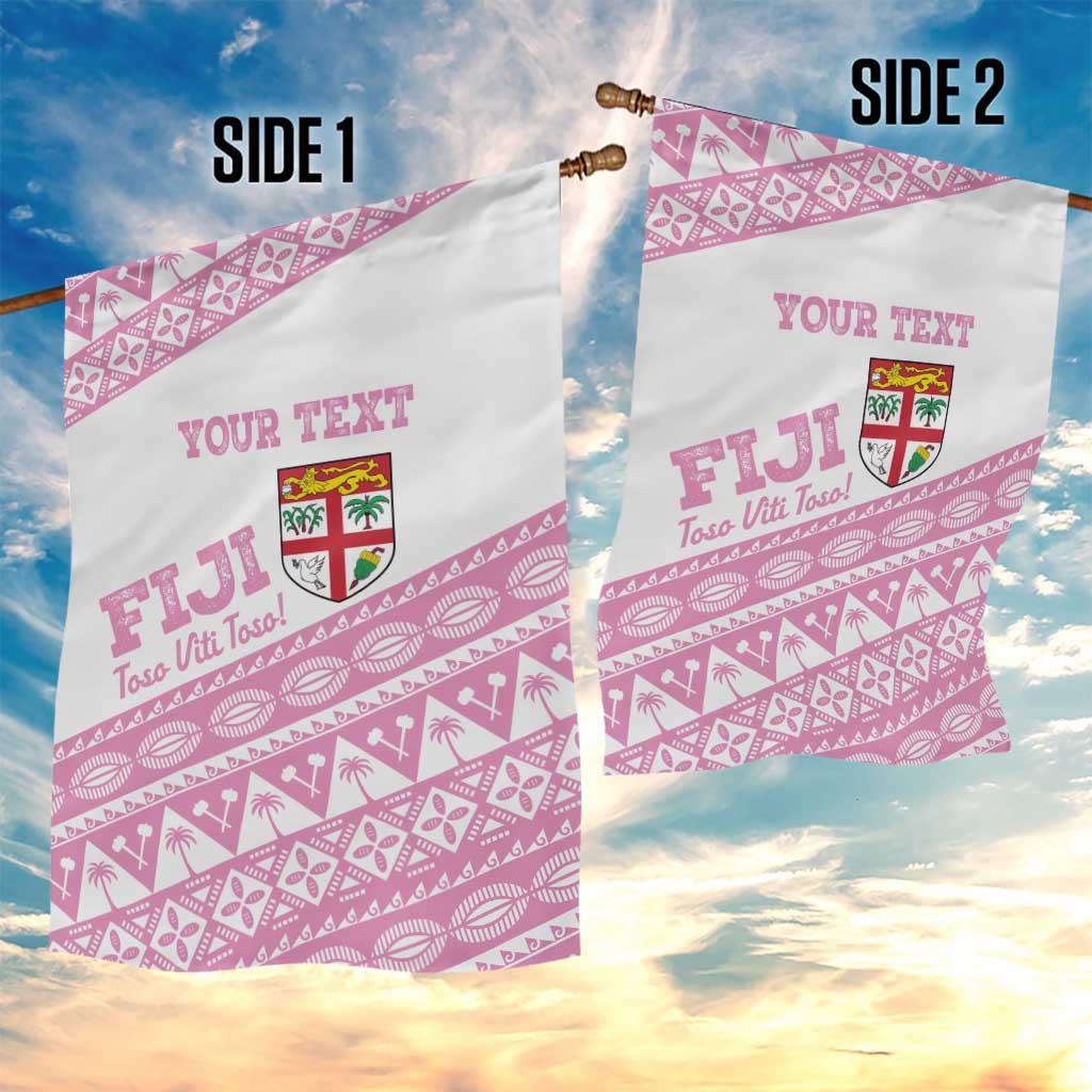 Fiji Rugby 2025 Custom Garden Flag Fijian Tapa Toso Viti Toso - Pink