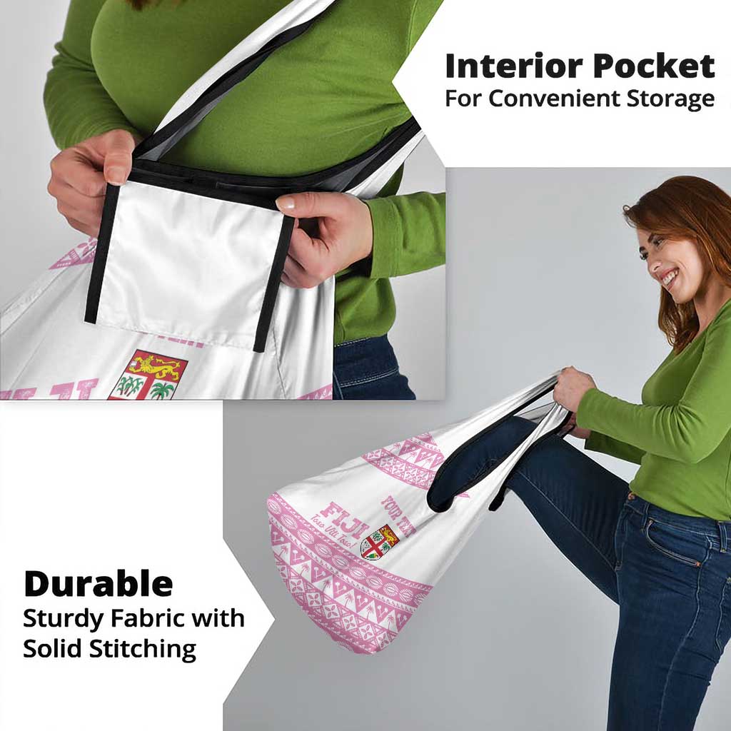 Fiji Rugby 2025 Custom Grocery Bag Fijian Tapa Toso Viti Toso - Pink