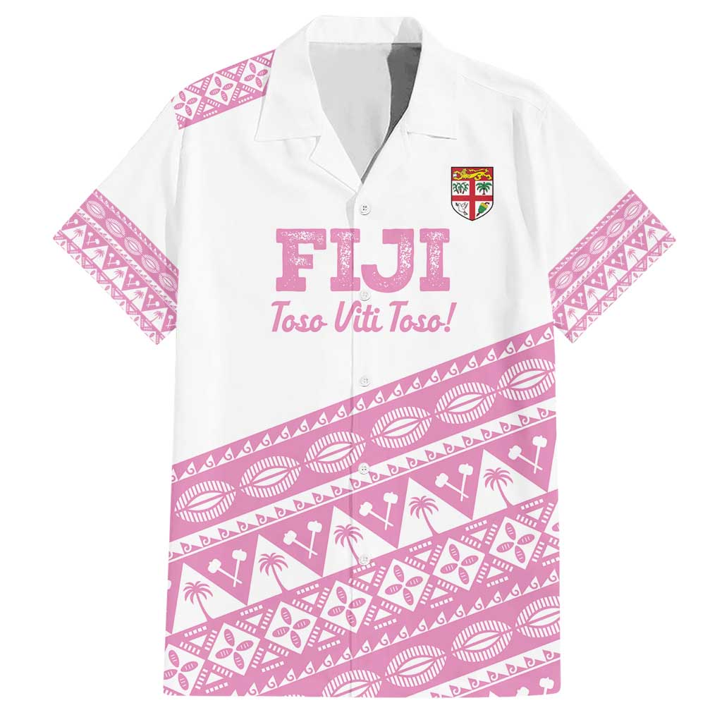 Fiji Rugby 2025 Custom Hawaiian Shirt Fijian Tapa Toso Viti Toso - Pink