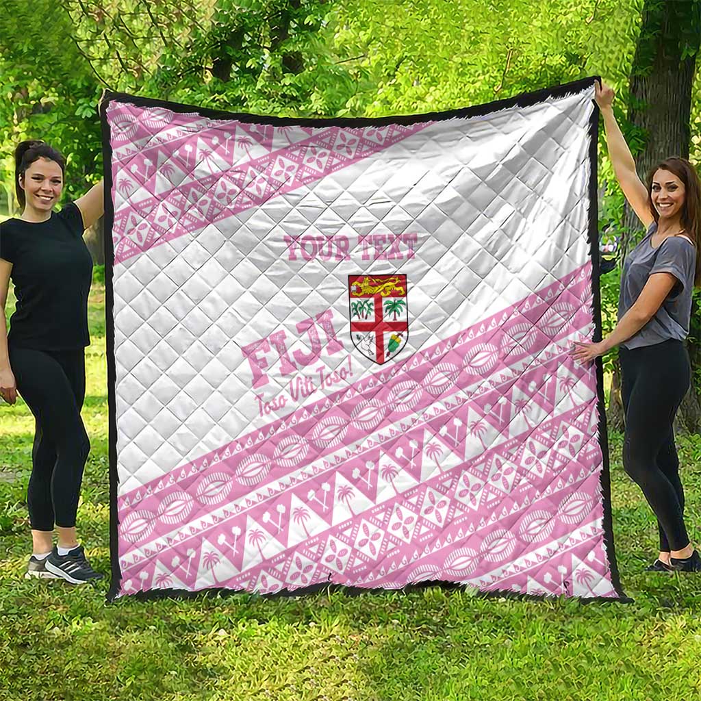 Fiji Rugby 2025 Custom Quilt Fijian Tapa Toso Viti Toso - Pink