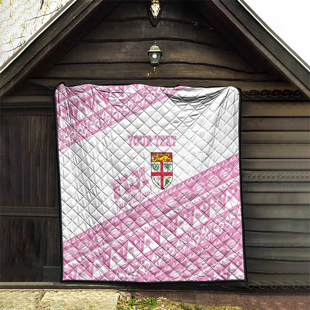 Fiji Rugby 2025 Custom Quilt Fijian Tapa Toso Viti Toso - Pink