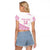 Fiji Rugby 2025 Custom Raglan Cropped T Shirt Fijian Tapa Toso Viti Toso - Pink