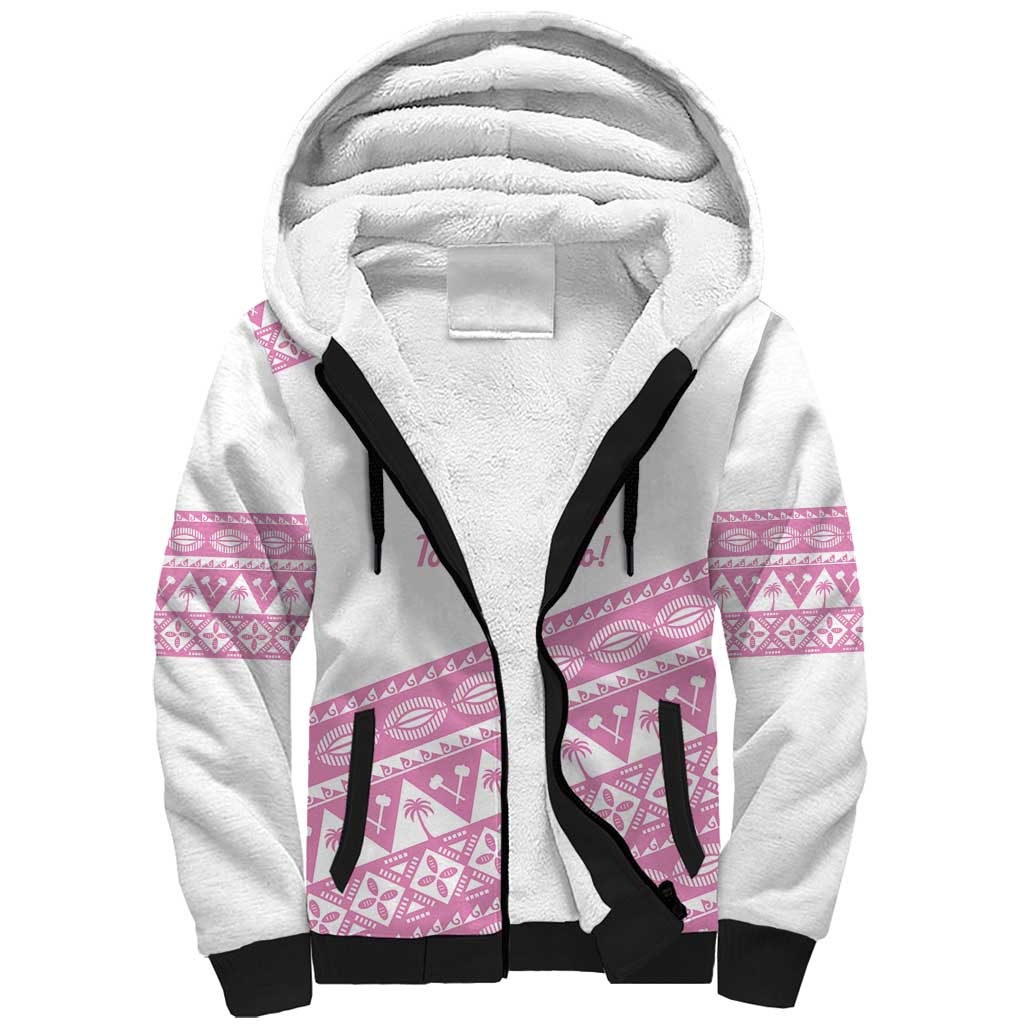 Fiji Rugby 2025 Custom Sherpa Hoodie Fijian Tapa Toso Viti Toso - Pink
