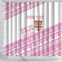 Fiji Rugby 2025 Custom Shower Curtain Fijian Tapa Toso Viti Toso - Pink