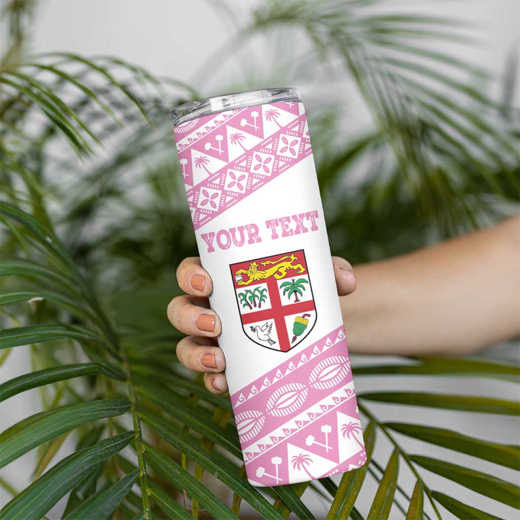 Fiji Rugby 2025 Custom Skinny Tumbler Fijian Tapa Toso Viti Toso - Pink