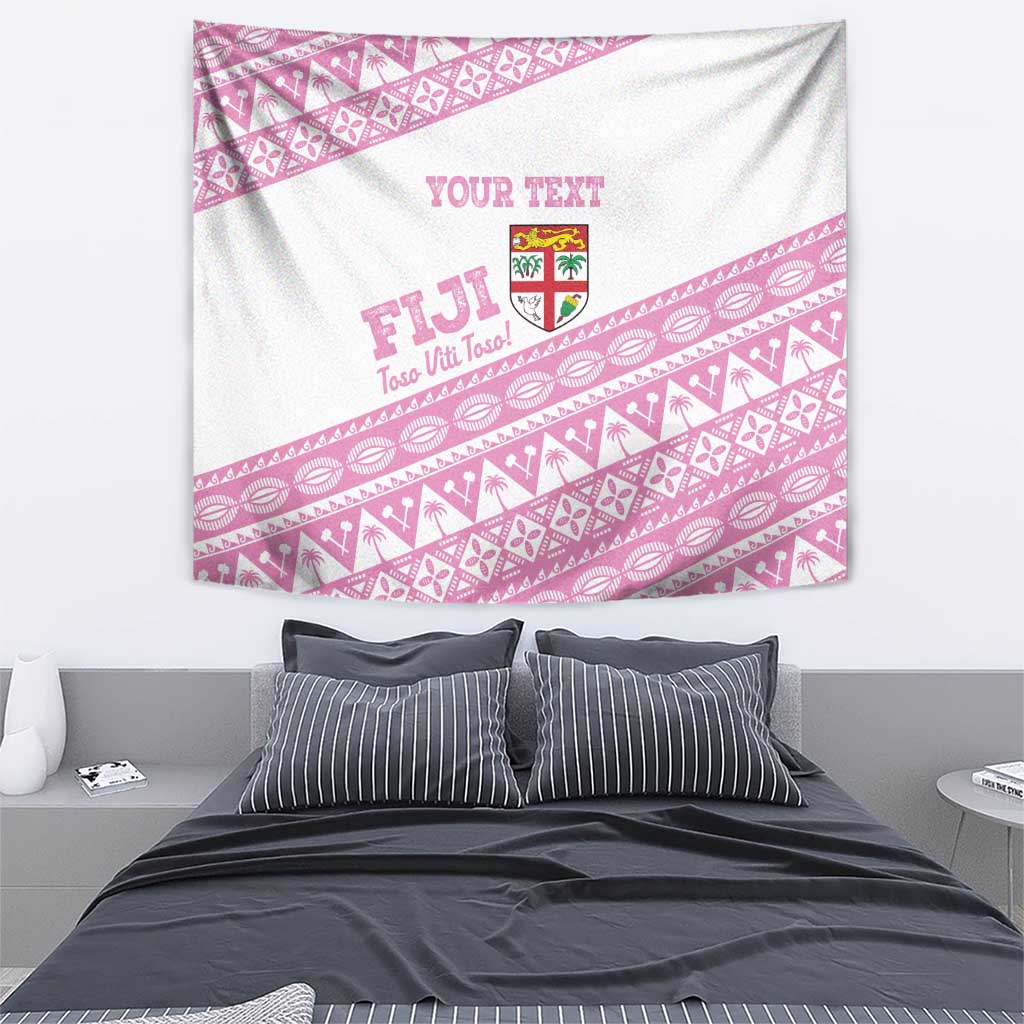 Fiji Rugby 2025 Custom Tapestry Fijian Tapa Toso Viti Toso - Pink