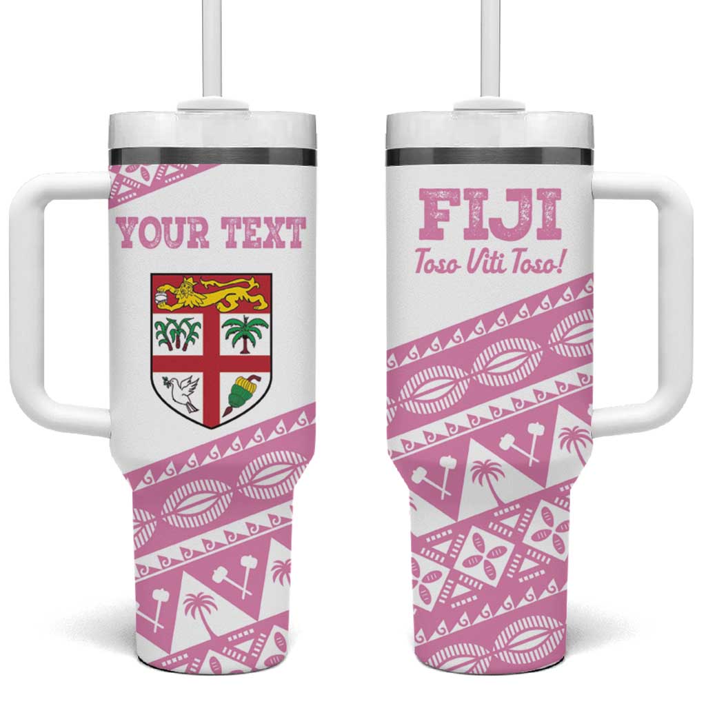Fiji Rugby 2025 Custom Tumbler With Handle Fijian Tapa Toso Viti Toso - Pink
